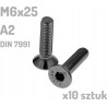 Śruba nierdzewna A2 M6x25 mm DIN 7991 INOX x10 sztuk
