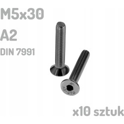 Śruba nierdzewna A2 M5x30 mm DIN 7991 INOX x10 sztuk