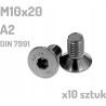 Śruba nierdzewna A2 M10x20 mm DIN 7991 INOX x10 sztuk