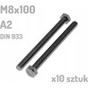 Śruba nierdzewna A2 M8x100 mm DIN 933 INOX x10 sztuk