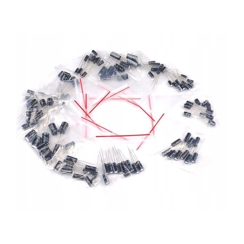 Zestaw kondensatorów elektrolitycznych 120 sztuk | 12 typów wartości