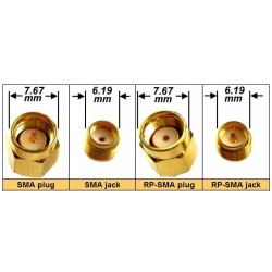 Przejście kątowe - SMA plug na RP-SMA jack - adapter 1 sztuka
