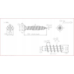 100x Wkręt do tworzywa drewna ocynkowany 4x30mm 4 x 30mm PH2 - 100 sztuk