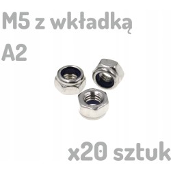 Nakrętka nierdzewna samohamowna A2 M5 DIN 985 z wkładką INOX x20 sztuk