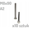 Śruba nierdzewna A2 M8x90 mm DIN 933 INOX x10 sztuk