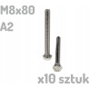 Śruba nierdzewna A2 M8x80 mm DIN 933 INOX x10 sztuk