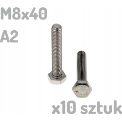 Śruba nierdzewna A2 M8x40 mm DIN 933 INOX x10 sztuk