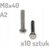 Śruba nierdzewna A2 M8x40 mm DIN 933 INOX x10 sztuk