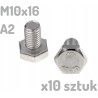 Śruba nierdzewna A2 M10x16 mm DIN 933 INOX x10 sztuk