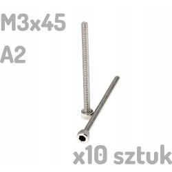 Śruba nierdzewna A2 M3x45 mm DIN 912 imbus INOX x10 sztuk