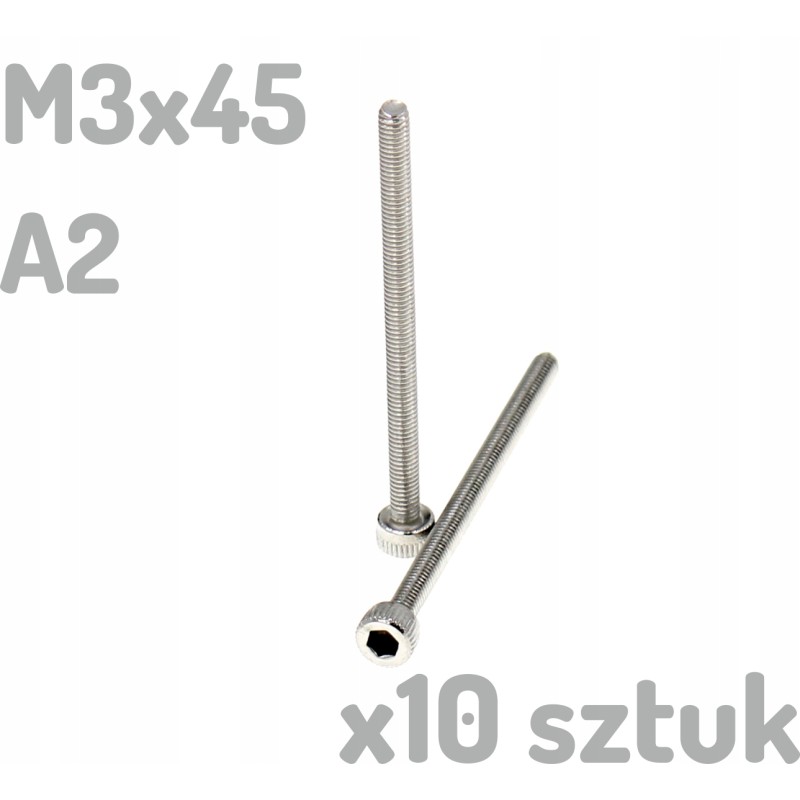 Śruba nierdzewna A2 M3x45 mm DIN 912 imbus INOX x10 sztuk