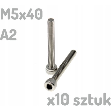 Śruba nierdzewna A2 M5x40 mm DIN 912 imbus INOX x10 sztuk