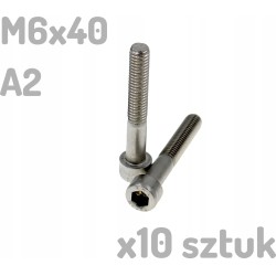 Śruba nierdzewna A2 M6x40mm DIN 912 imbus INOX x10 sztuk