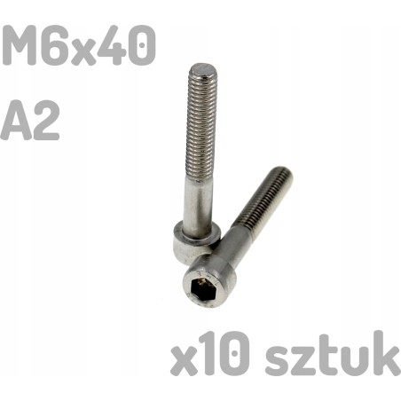 Śruba nierdzewna A2 M6x40mm DIN 912 imbus INOX x10 sztuk