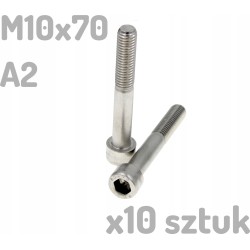 Śruba nierdzewna A2 M10x70mm DIN 912 imbus INOX x10 sztuk
