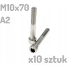 Śruba nierdzewna A2 M10x70mm DIN 912 imbus INOX x10 sztuk