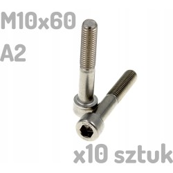 Śruba nierdzewna A2 M10x60mm DIN 912 imbus INOX x10 sztuk