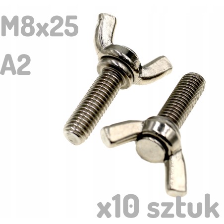 Śruba nierdzewna motylkowa A2 M8x25mm DIN 316 INOX x10 sztuk