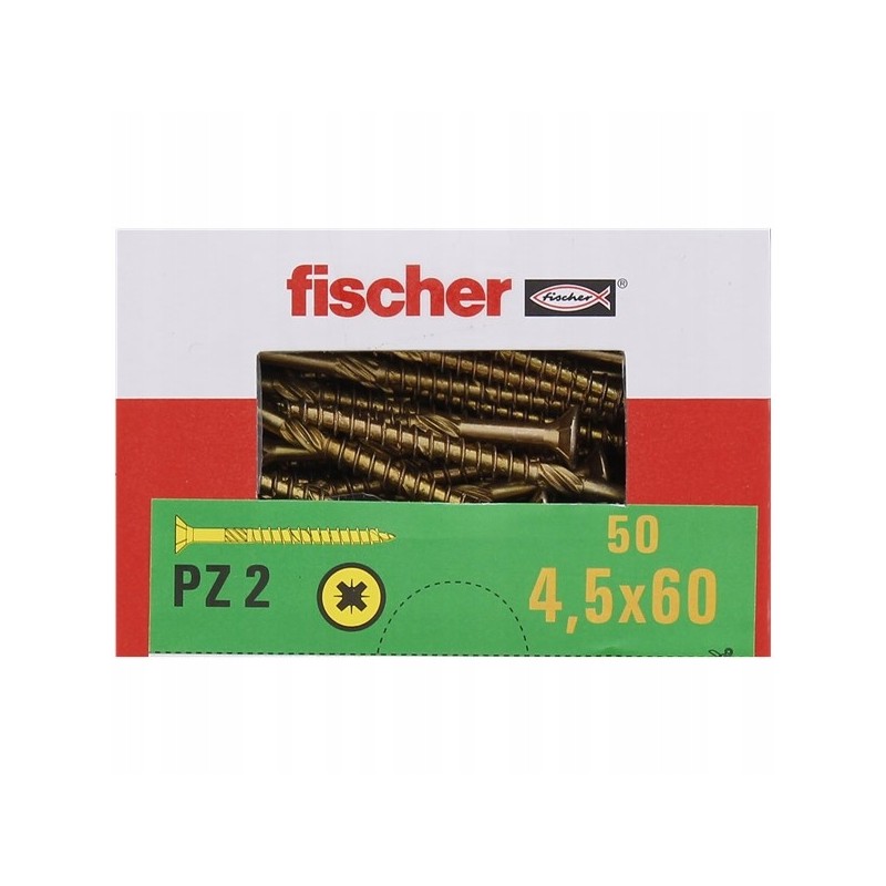 Wkręty do drewna Fischer 4,5x60 PZ2 x50 sztuk