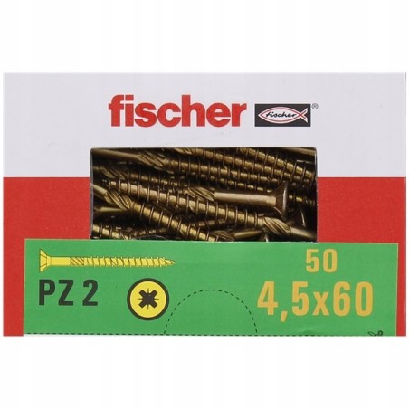 Wkręty do drewna Fischer 4,5x60 PZ2 x50 sztuk