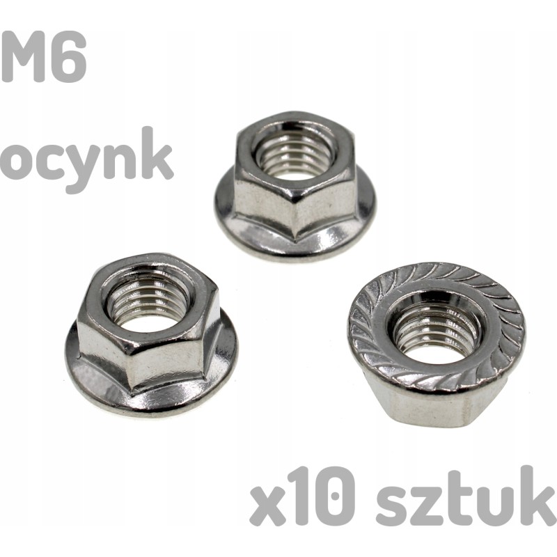 Nakrętka kołnierzowa M6 ocynkowana DIN 6923 x10 sztuk