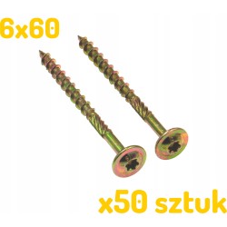 6x60 Wkręty Ciesielskie Talerzowe do Drewna TRX ZNCr+6 YL x 50 sztuk