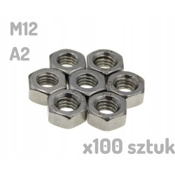 Nakrętka nierdzewna A2 M12 DIN 934 sześciokątna INOX x 100 sztuk _