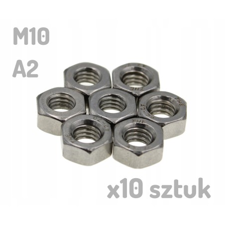 Nakrętka nierdzewna A2 M10 DIN 934 sześciokątna INOX x 10 sztuk _