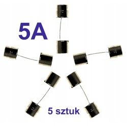 Bezpiecznik szklany rurkowy topikowy 5A zestaw 5 sztuk