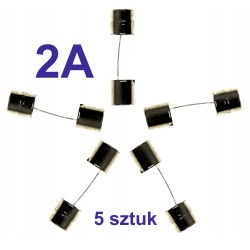 Bezpiecznik szklany rurkowy topikowy 2A zestaw 5 sztuk