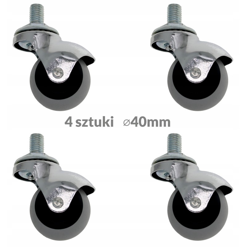 Koło meblowe kula 40mm z trzpieniem M10mm BT40TPR x4 sztuki