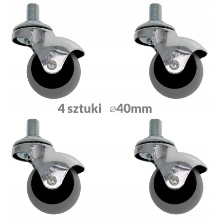 Koło meblowe kula 40mm z trzpieniem M10mm BT40TPR x4 sztuki