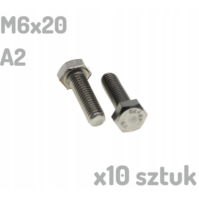 M6x20 Śruba nierdzewna A2 sześciokątna DIN933 x100