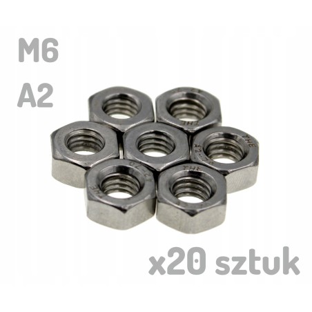 Nakrętka nierdzewna A2 M6 DIN 934 x 20 sztuk