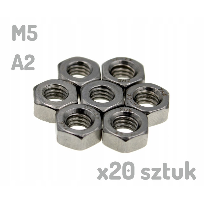 Nakrętka nierdzewna A2 M5 DIN 934 x 20 sztuk