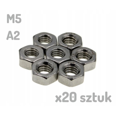 Nakrętka nierdzewna A2 M5 DIN 934 x 20 sztuk