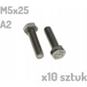 M5x25 Śruba nierdzewna A2 sześciokątna DIN 933 x10