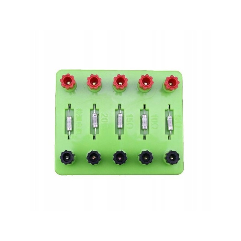 Oporniki - rezystory na podstawce 5,10,15,20Ohm do doświadczeń EDU