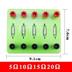 Oporniki - rezystory na podstawce 5,10,15,20Ohm do doświadczeń EDU