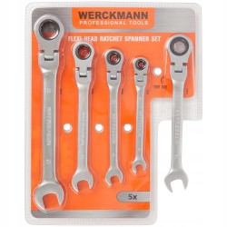 Zestaw kluczy oczkowych z grzechotką i płaskich Werckmann 8-17