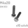 Śruba nierdzewna A2 M4x20 mm DIN 933 INOX x10 sztuk