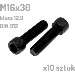 Śruba imbusowa M16x30 klasa 12.9 czarna DIN 912 x10 sztuk