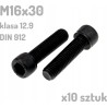 Śruba imbusowa M16x30 klasa 12.9 czarna DIN 912 x10 sztuk