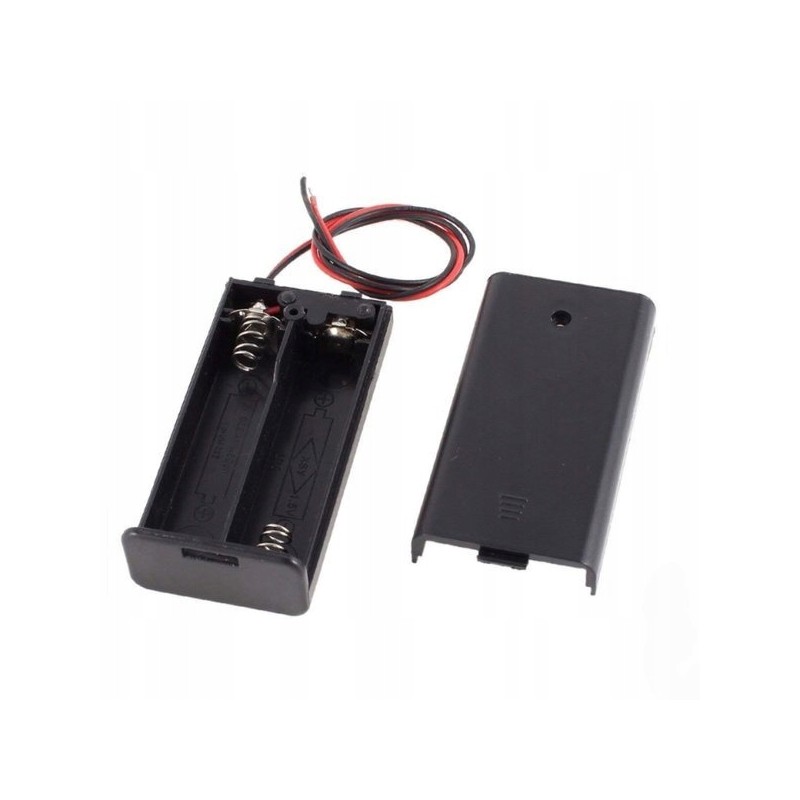 Koszyk na baterie 2xAA (R6 1.5V) z wyłącznikiem i przewodami