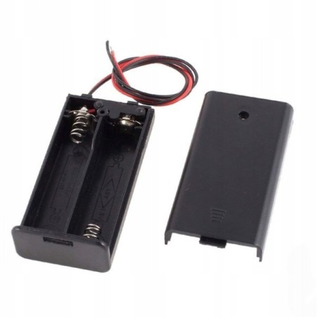 Koszyk na baterie 2xAA (R6 1.5V) z wyłącznikiem i przewodami