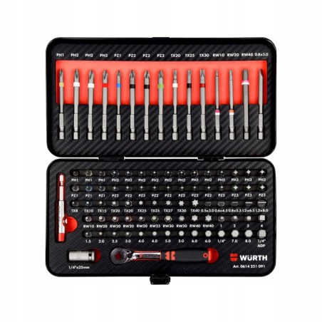 Wurth Zestaw bitów uniwersalnych C i E 1/4" 91 elementów (0614251091)