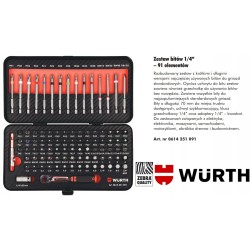 Wurth Zestaw bitów uniwersalnych C i E 1/4" 91 elementów (0614251091)