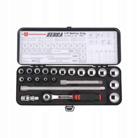 Wurth Zestaw kluczy nasadowych z grzechotką 3/8", 22 elementy (096512022)