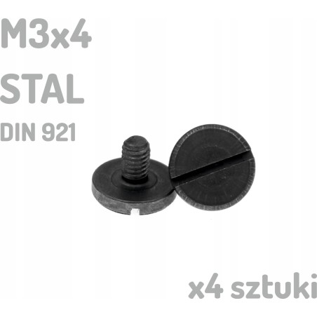 Śruba stalowa M3x4 mm DIN 921 x 4 sztuki do kabury okładzin