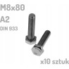 Śruba nierdzewna A2 M8x80 mm DIN 933 INOX x10 sztuk